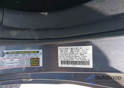 2014 Honda Accord Ex-L V-6 from USA, damaged, VIN 1HGCT2B81EA004662